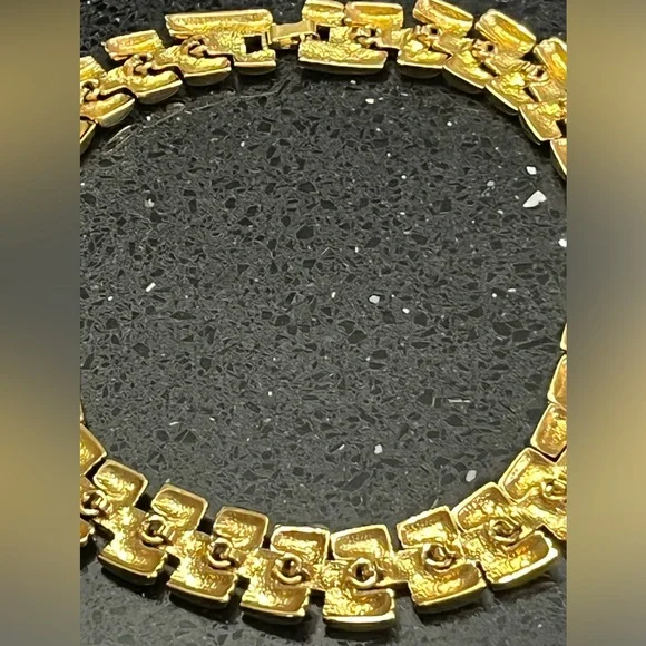 IVANA TRUMP vintage HUGE Gold Crystal Diamond tennis Statement necklace jewelry - Picture 9 of 9